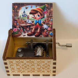 Music Box Pinocchio Hand Crank Wood